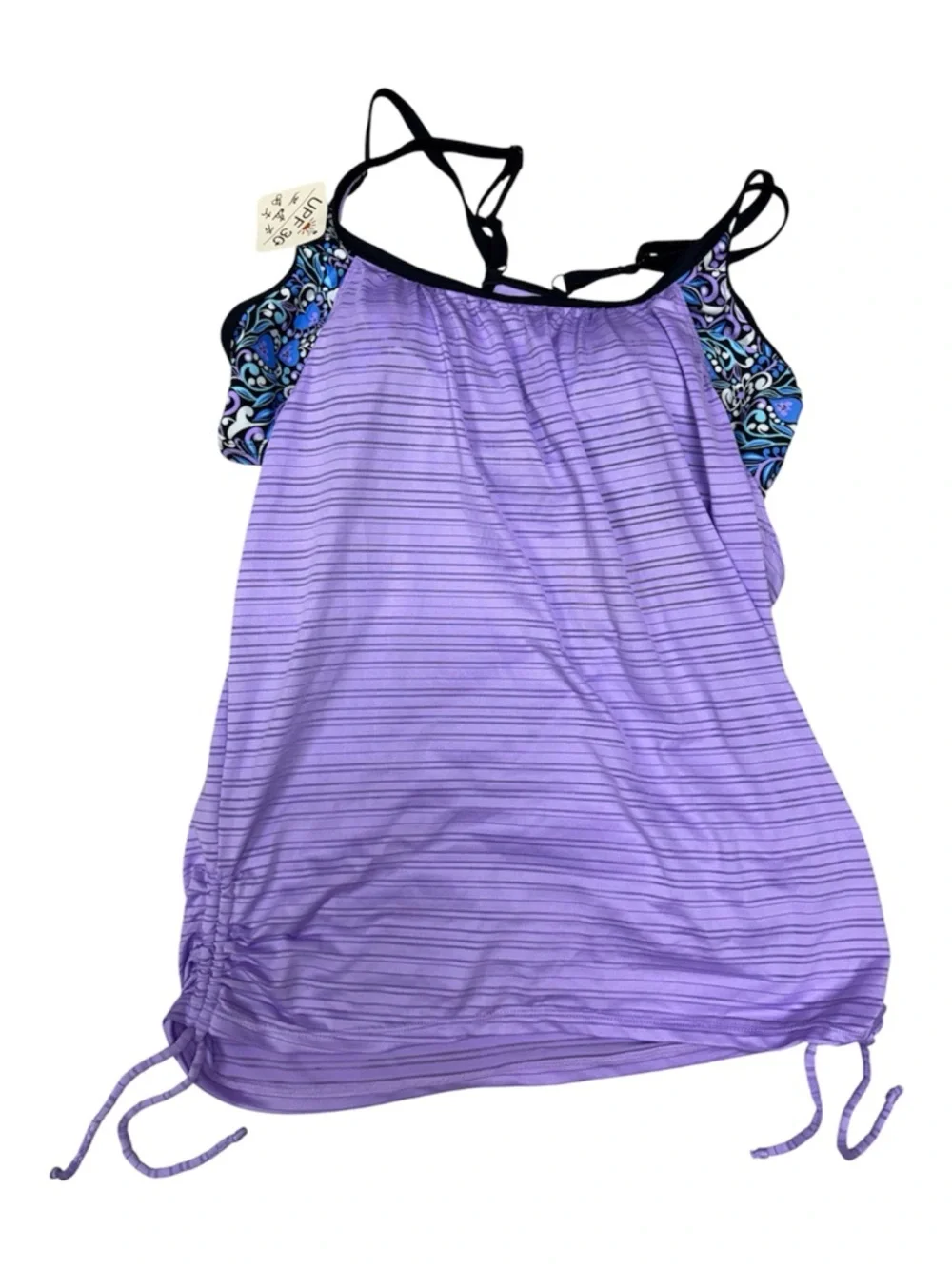 ZeroXposur Lavender Purple One-Piece‎ Swim Tankini with Blue Pattern